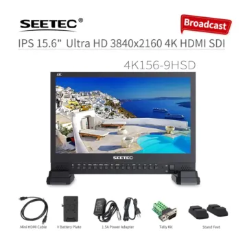 FeelWorld Seetec 4K156-9HSD-384 15.6 Inch 4K 3840X2160 Director Broadcast Monitor SDI 4 HDMI Input Quad Display
