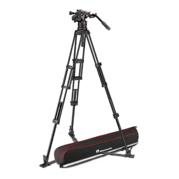 Manfrotto Nitrotech 612 Video Head and Aluminum Twin Leg Tripod with Ground Spreader