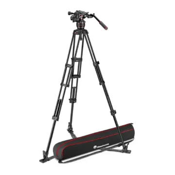Manfrotto Nitrotech 608 Video Head and Aluminum Twin Leg Tripod with Ground Spreader