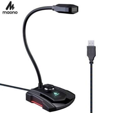 Maono GM31 USB Gaming Microphone LED Light Gooseneck Gain and Volume Control