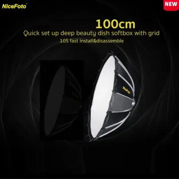 NiceFoto 100cm Quick Set Up Deep Beauty Dish Softbox with Grid