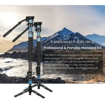Sirui P-424FS / P-424FL 4 Sections Carbon Fiber Monopod With VA-10 Fluid Head