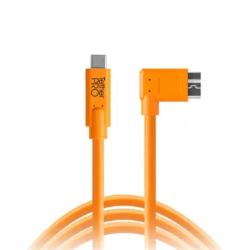 TetherPRO CUC33R15-ORG USB-C To 3.0 Micro-B Right Angle 15' (4.6M)