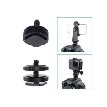 Tripod Screw 1/4" Double To Flash Hot Shoe Mount Adapter